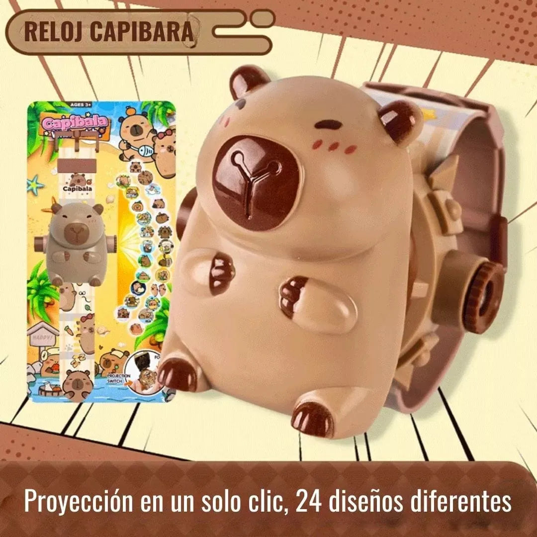 Reloj proyector Capibara | 24 Imágenes 3D + Correa Ajustable